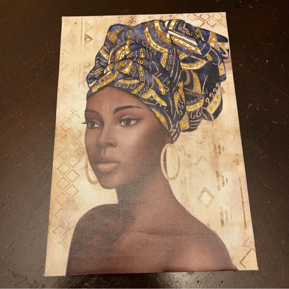 African American Wall Art 7X10 Cream Gold Print Canvas